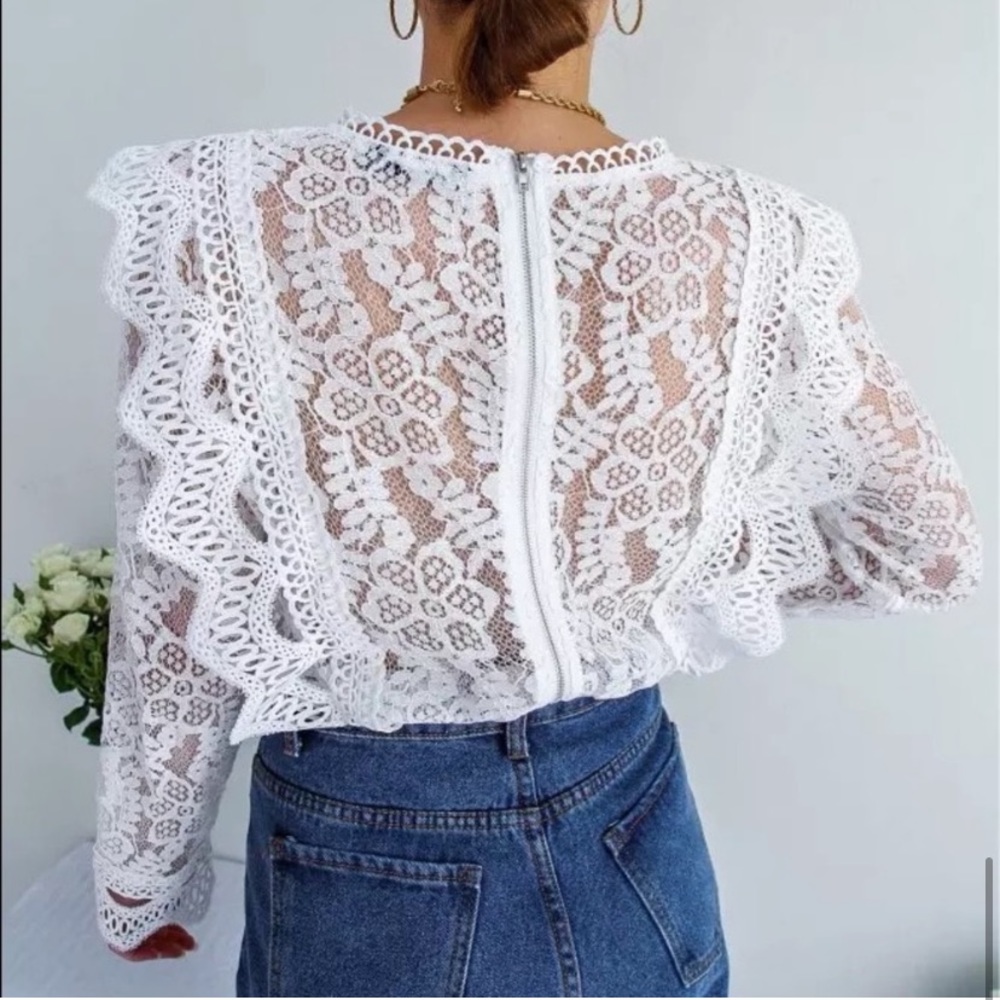 Last 1 L! 5 Star Rated New Bohemian Crochet Top with Back Zipper - Picture 9 of 15